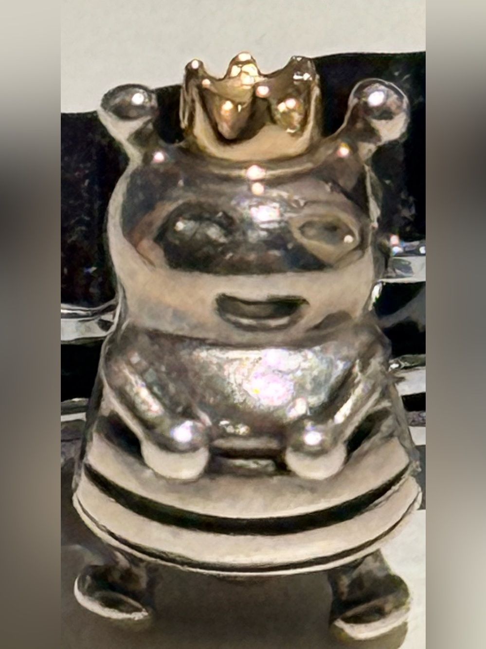 Pandora Silver Queen Bee Charm with Gold Crown-Two Tone.
